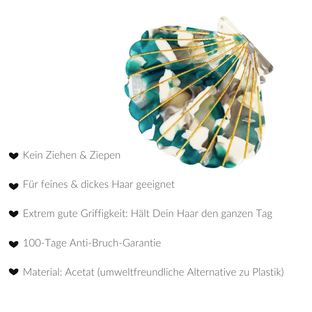 HAARKLAMMER SHELL GRÜN